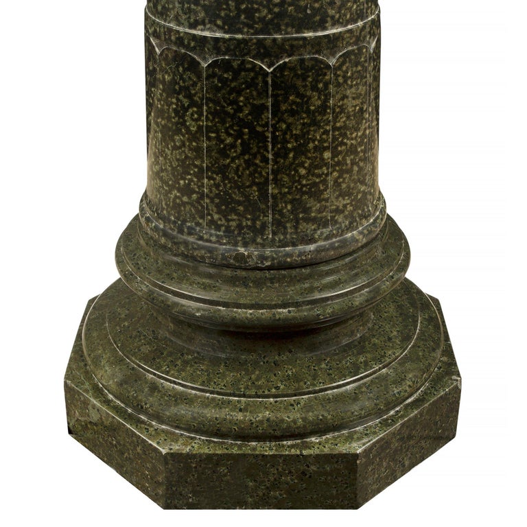 Italian 19th Century Three Piece Green Marble Pedestal For Sale at 1stDibs
