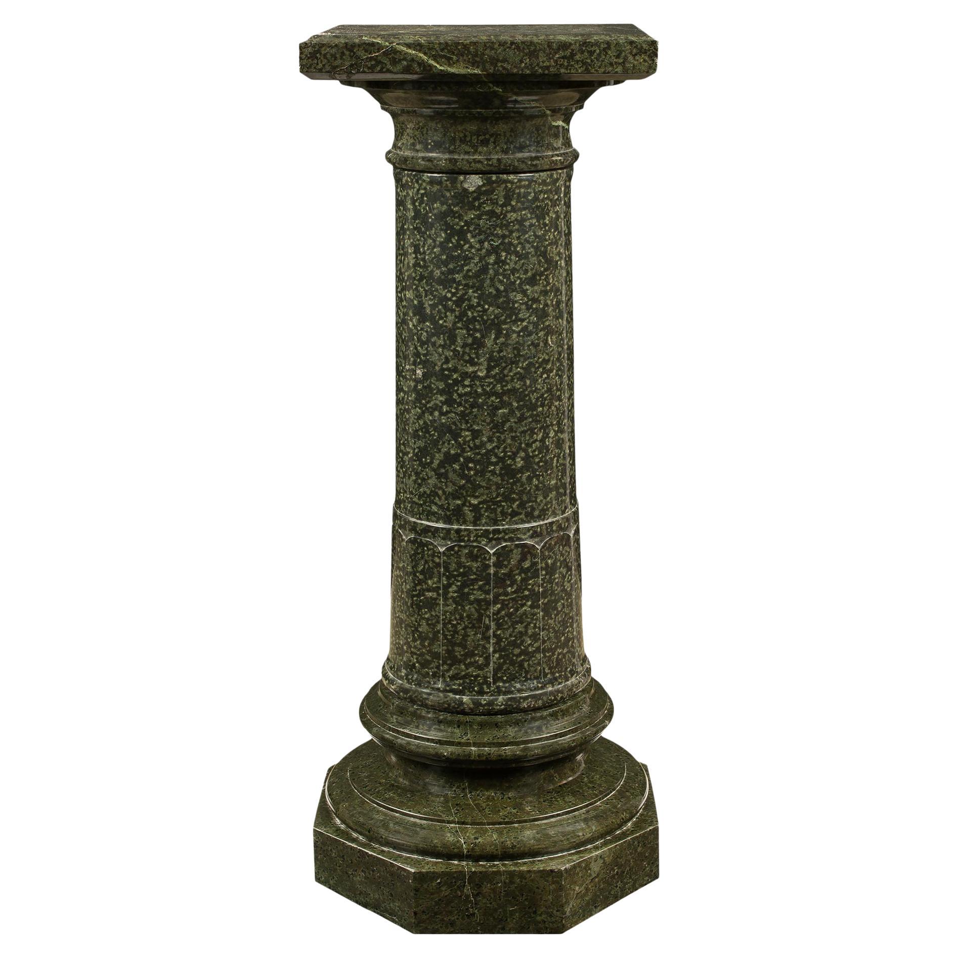 Italian 19th Century Three Piece Green Marble Pedestal