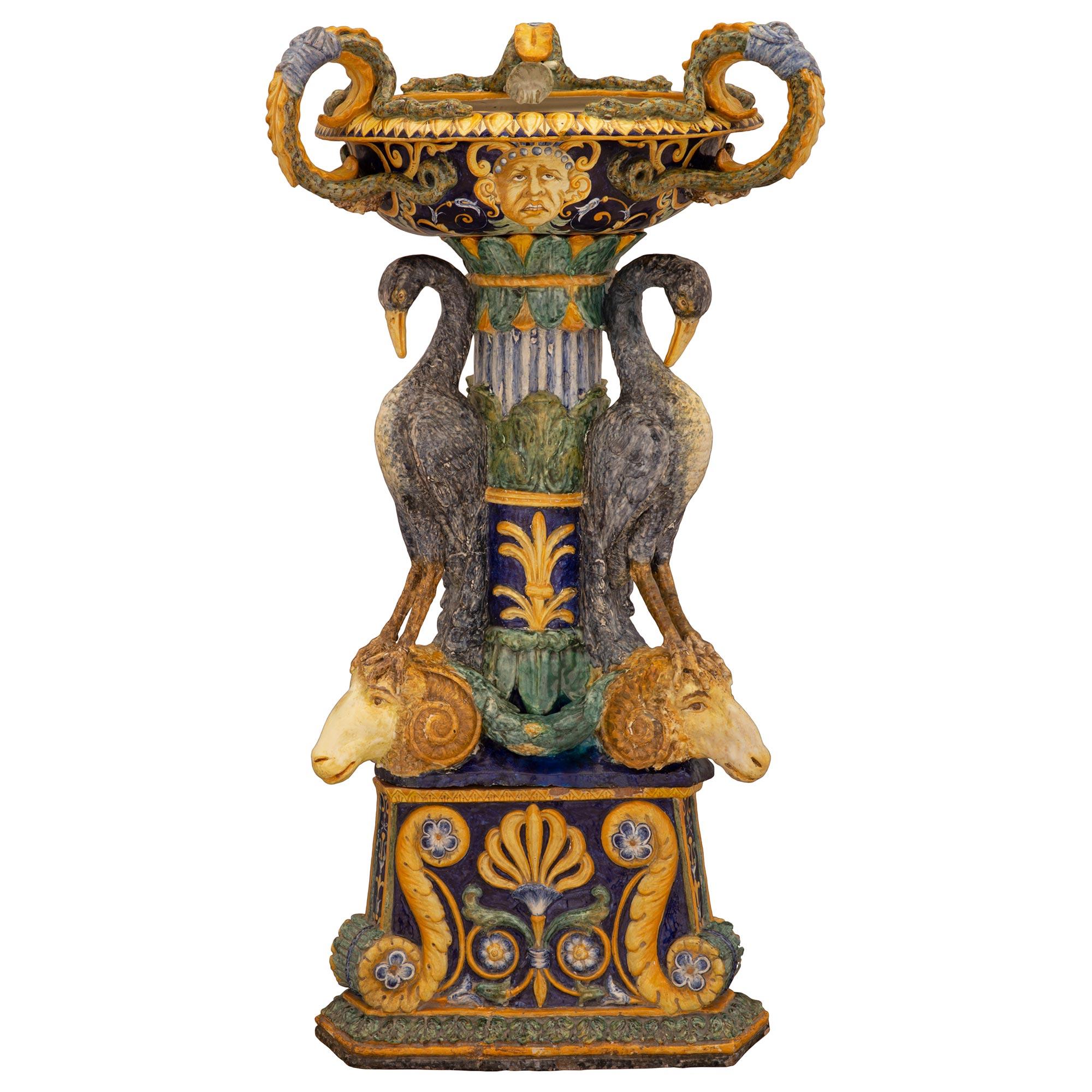 Italian 19th Century Three-Piece Majolica Planter For Sale 2