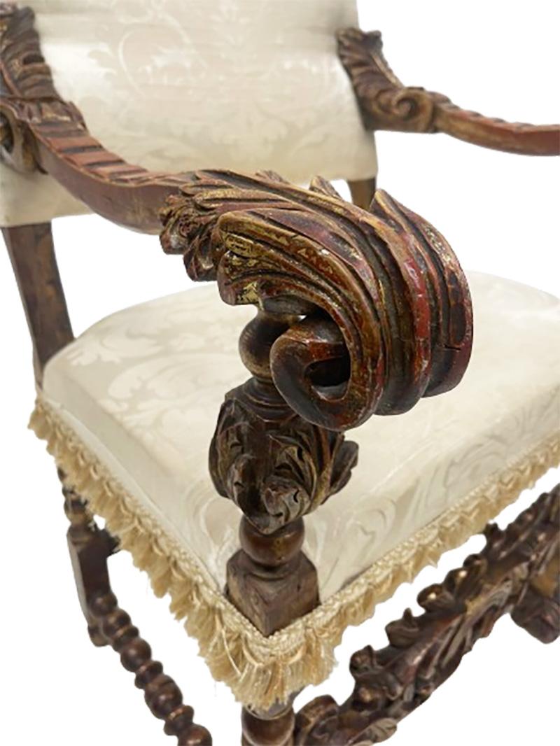Fauteuil trône italien du 19ème siècle en vente 1