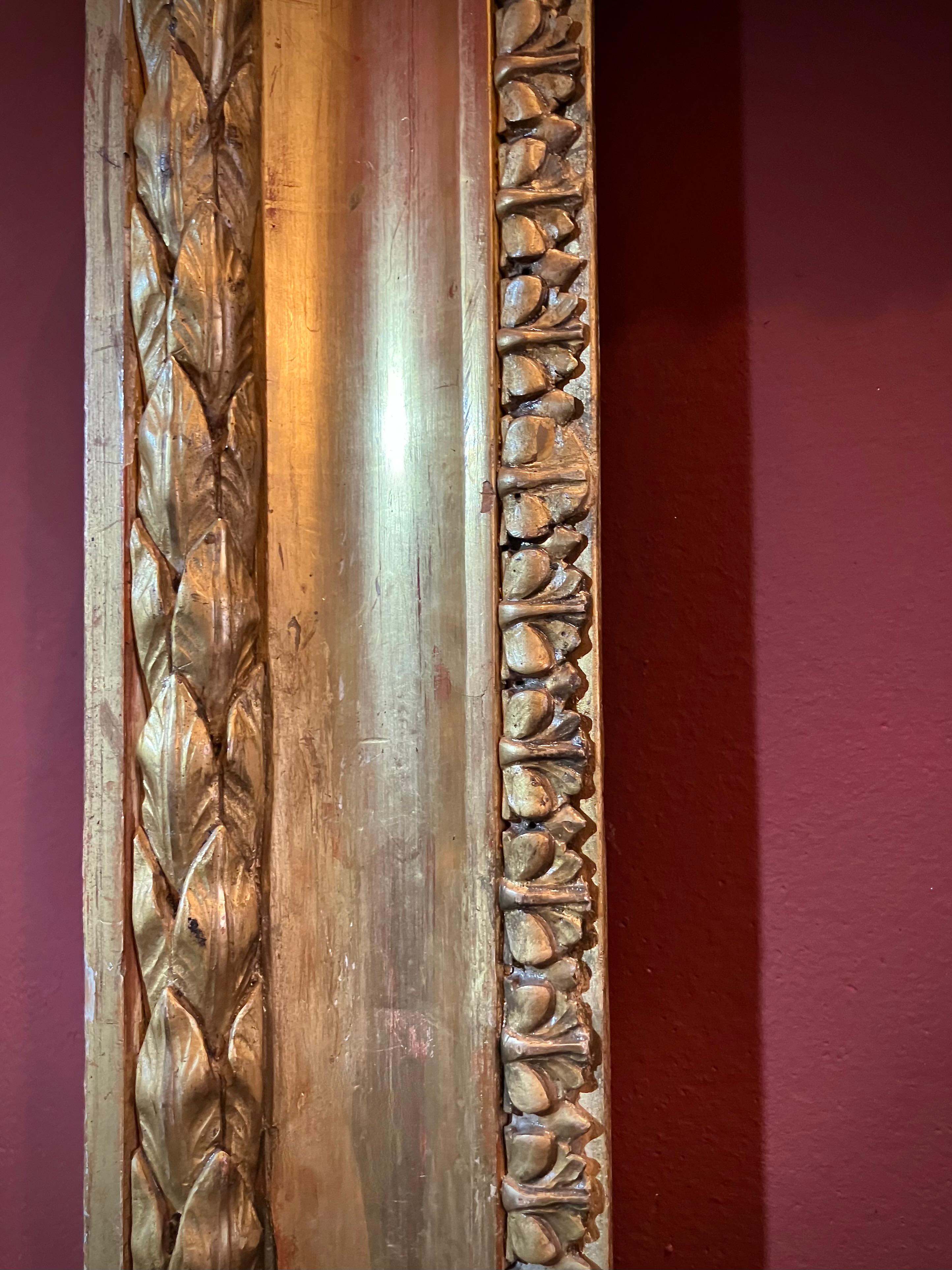 Italian 19th Century Tuscan Carved Gold Leaf Giltwood Frame, Empire Period In Good Condition For Sale In Firenze, IT