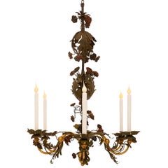 Italian 19th Century Tuscan St. Patinated And Gilt Iron Chandelier