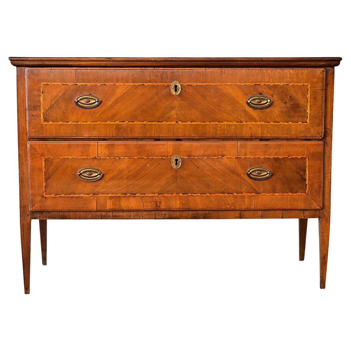 Italian 19th Century Two-drawer Inlay Commode