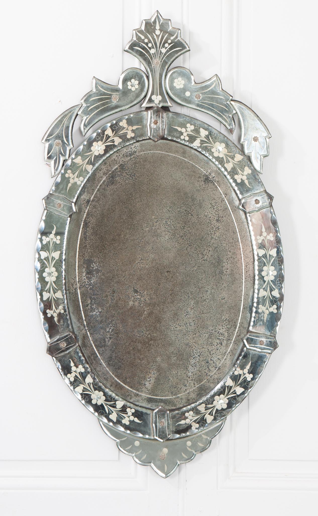 Neoclassical Italian 19th Century Venetian Oval Mirror For Sale