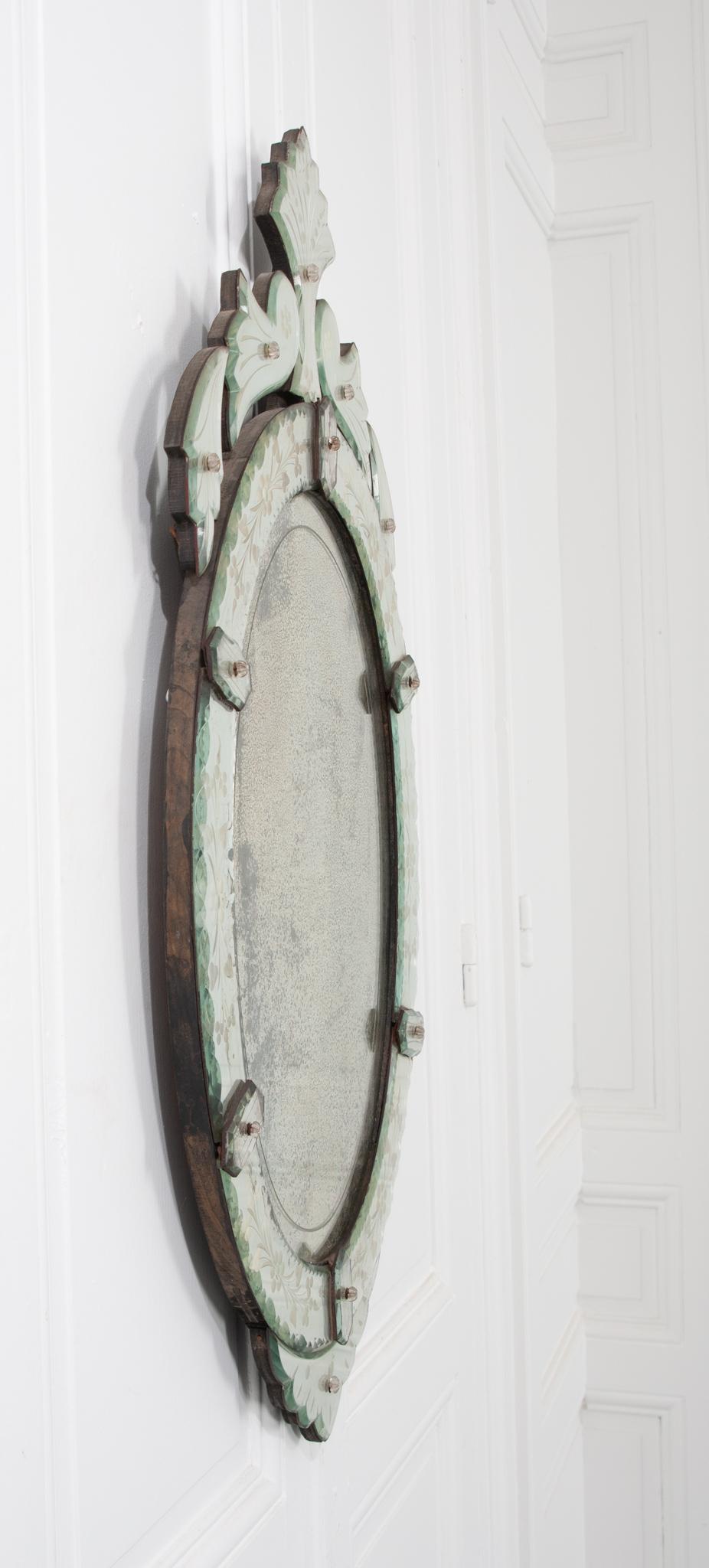 Italian 19th Century Venetian Oval Mirror For Sale 2