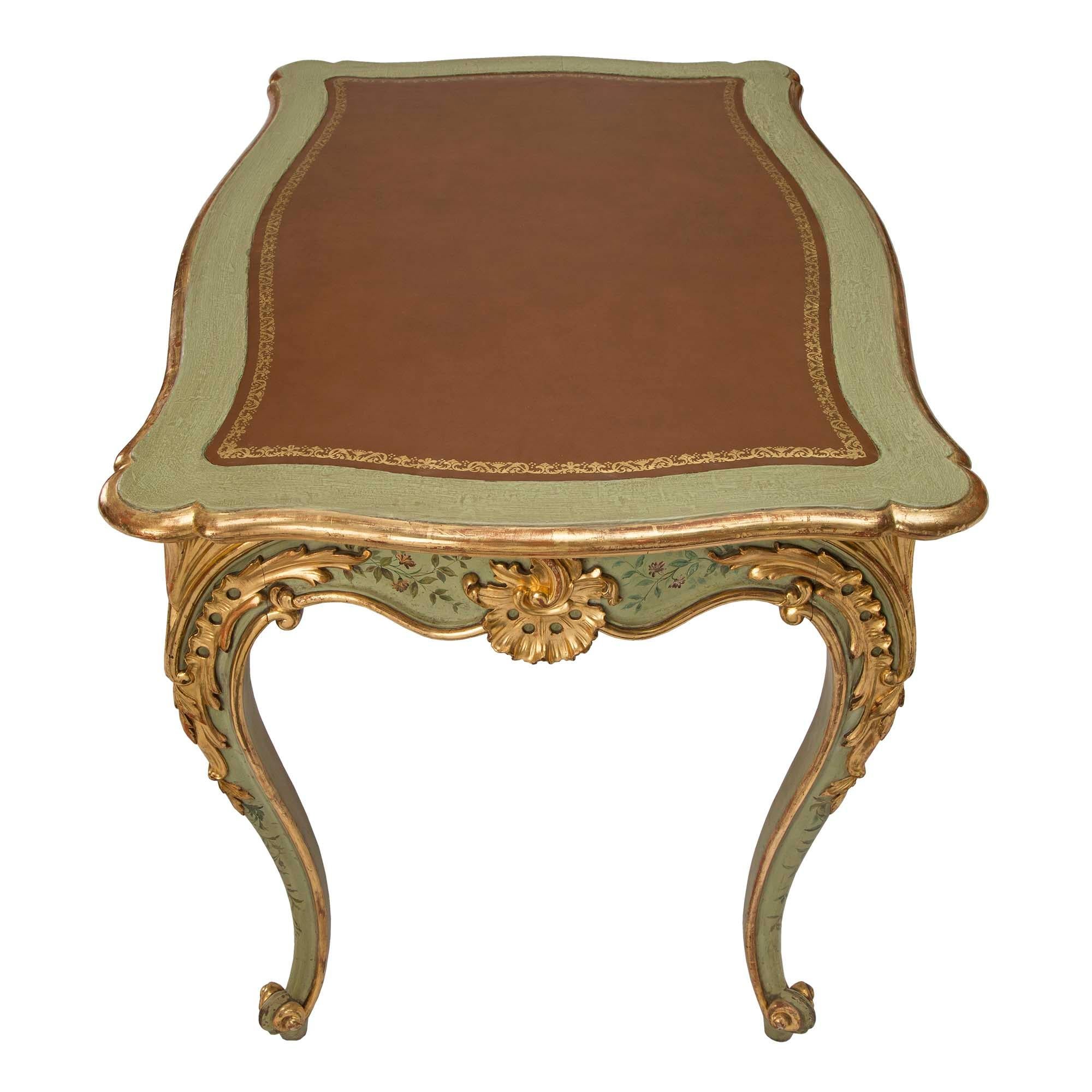 Italian 19th Century Venetian Patinated and Giltwood Writing Desk/Side Table In Good Condition For Sale In West Palm Beach, FL
