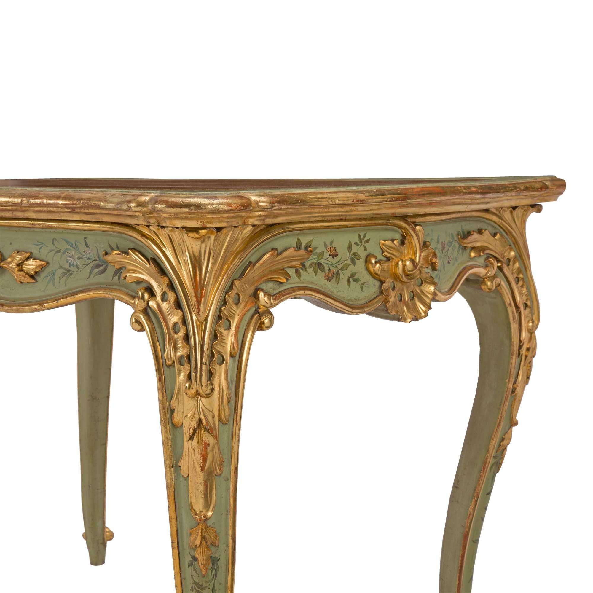 Italian 19th Century Venetian Patinated and Giltwood Writing Desk/Side Table For Sale 2