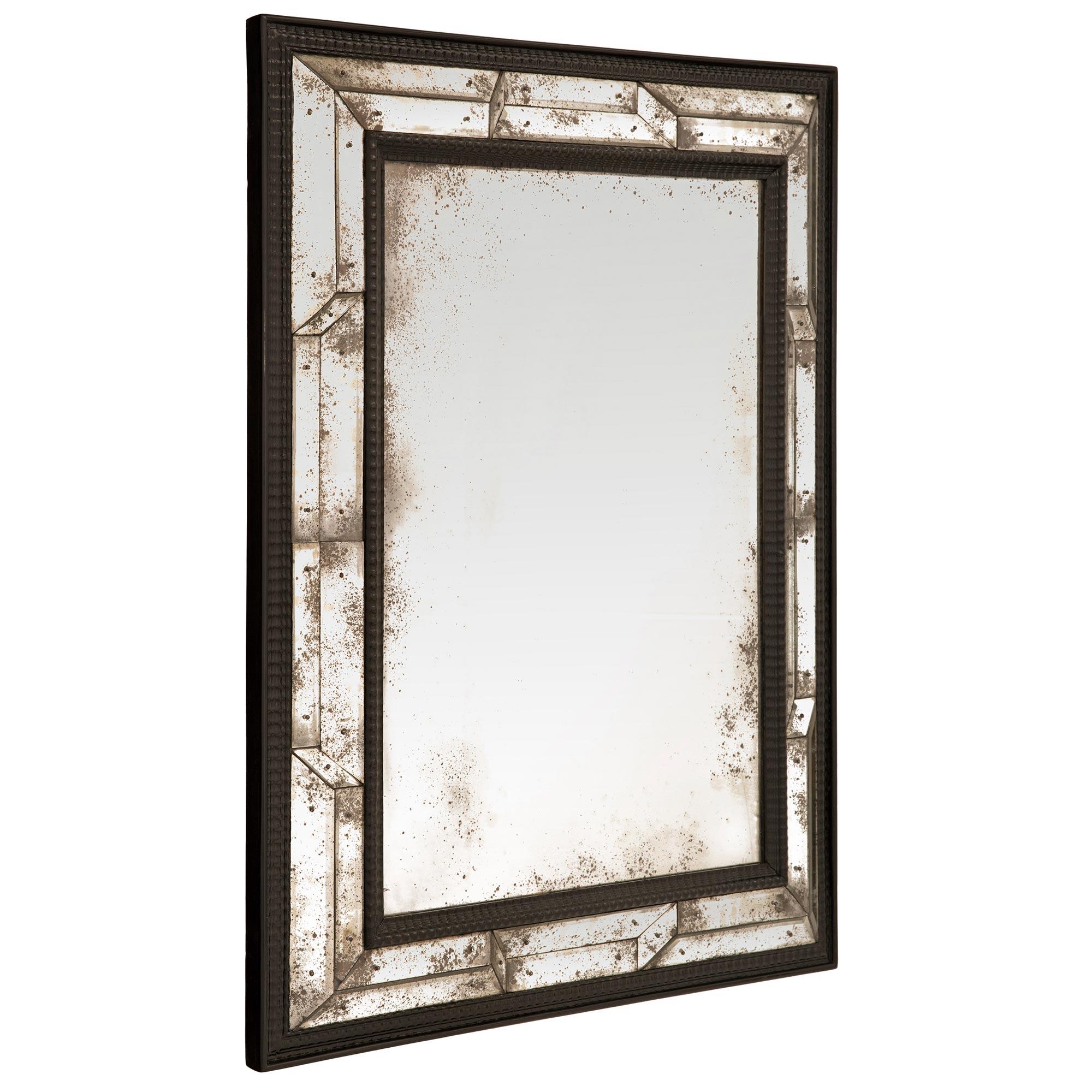 Italian 19th Century Venetian St. Ebonized Fruitwood Mirror In Good Condition For Sale In West Palm Beach, FL