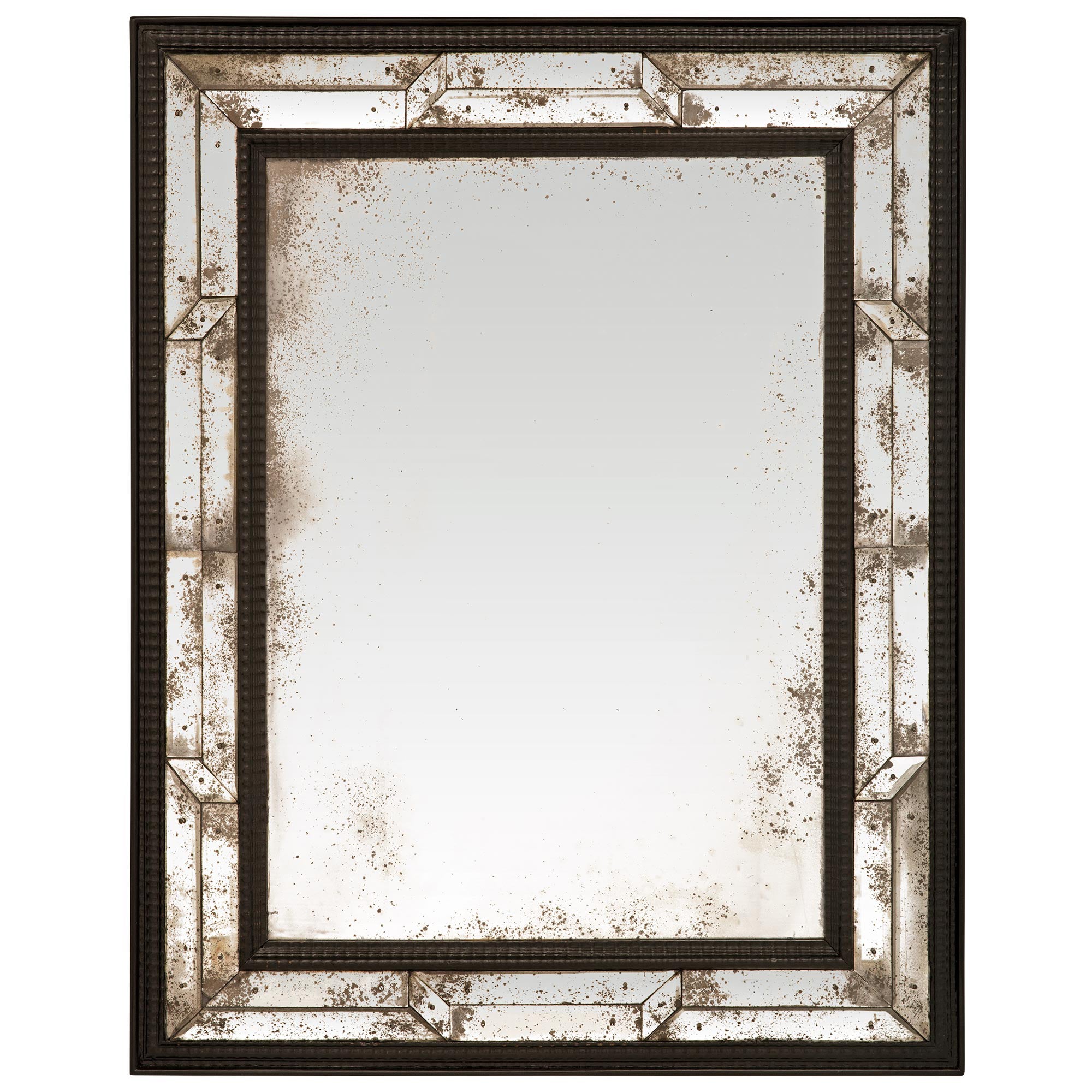 Miroir vénitien italien du 19ème siècle en bois fruitier ébénisé
