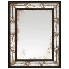 Miroir vénitien italien du 19ème siècle en bois fruitier ébénisé