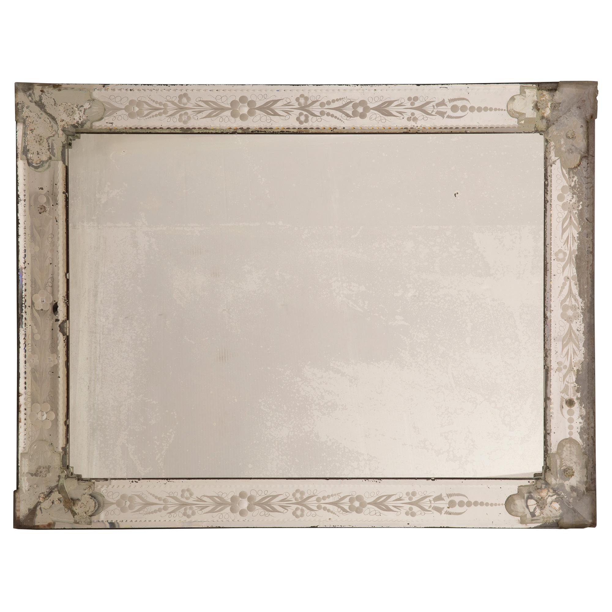 Italian 19th Century Venetian St. Etched Mirror For Sale 4
