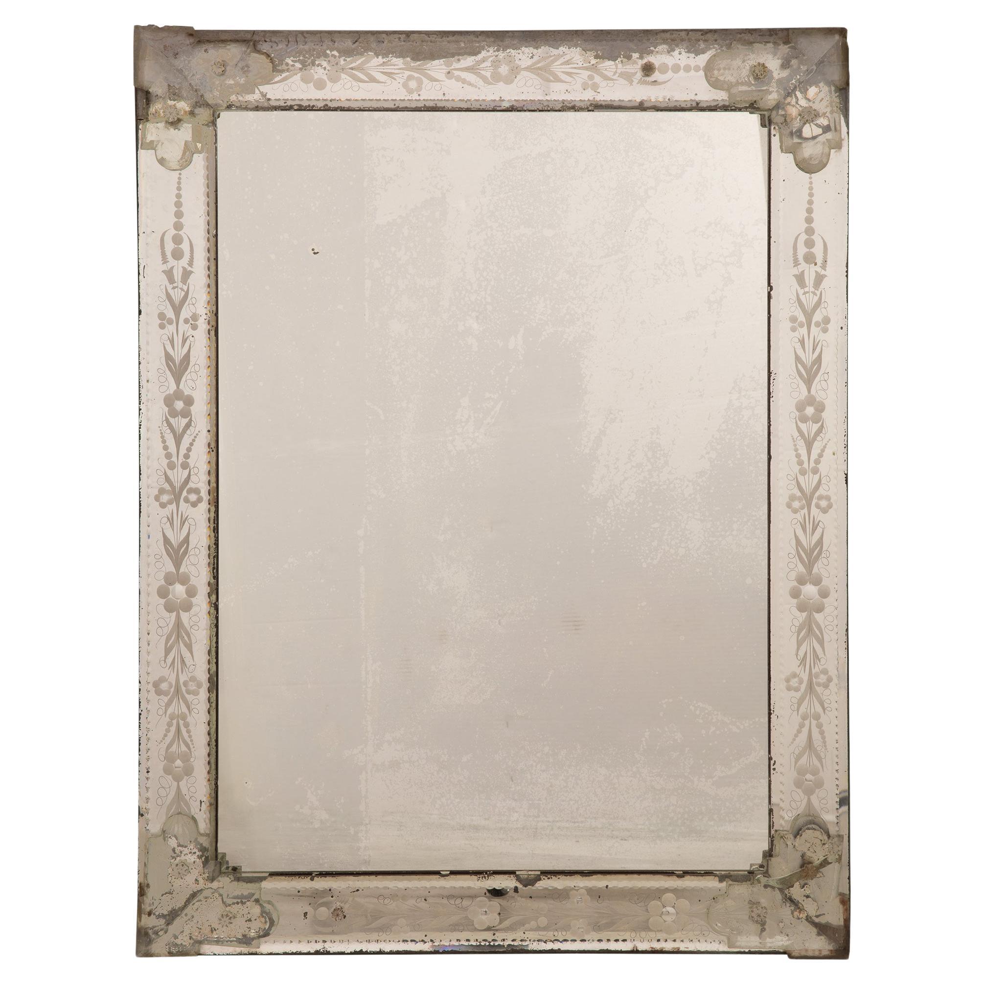 Italian 19th Century Venetian St. Etched Mirror For Sale