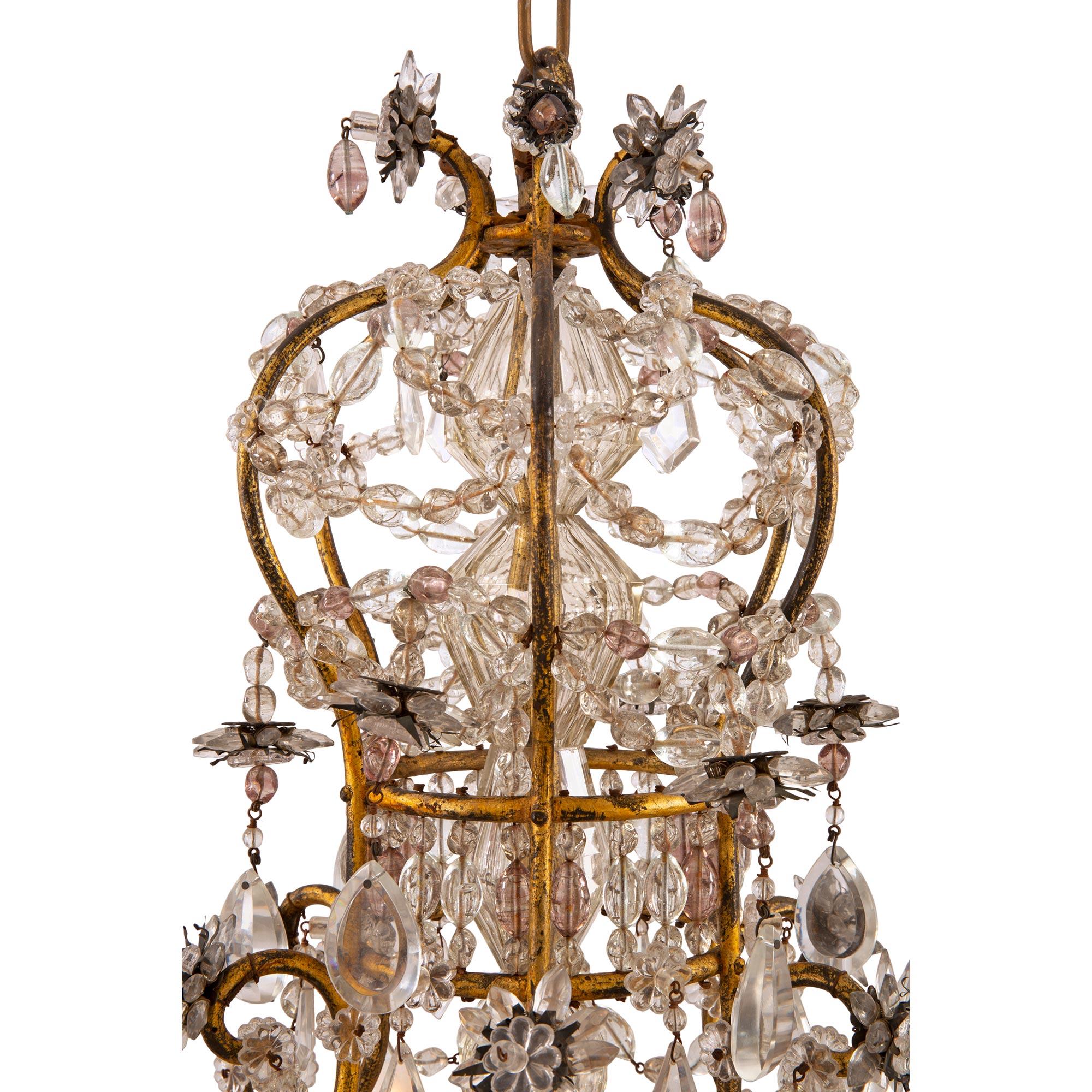 Italian 19th Century Venetian St. Gilt Metal, Crystal and Glass Chandelier 1