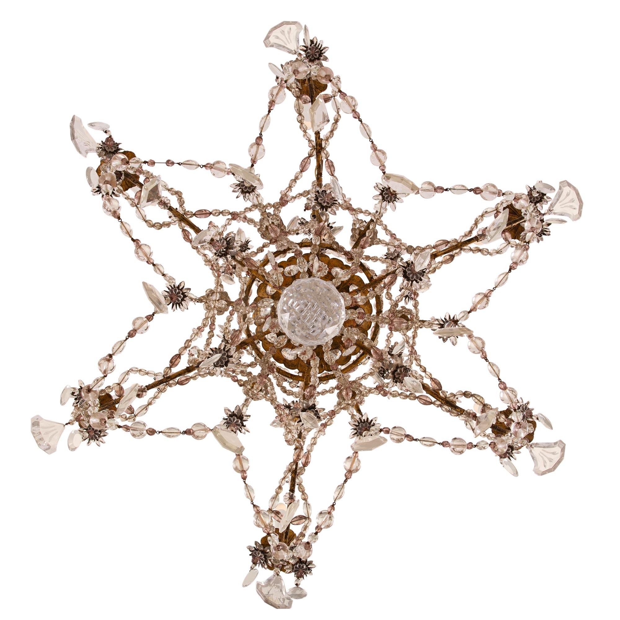 Italian 19th Century Venetian St. Gilt Metal, Crystal and Glass Chandelier 6