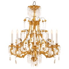 Italian 19th Century Venetian St. Giltwood And Crystal Chandelier