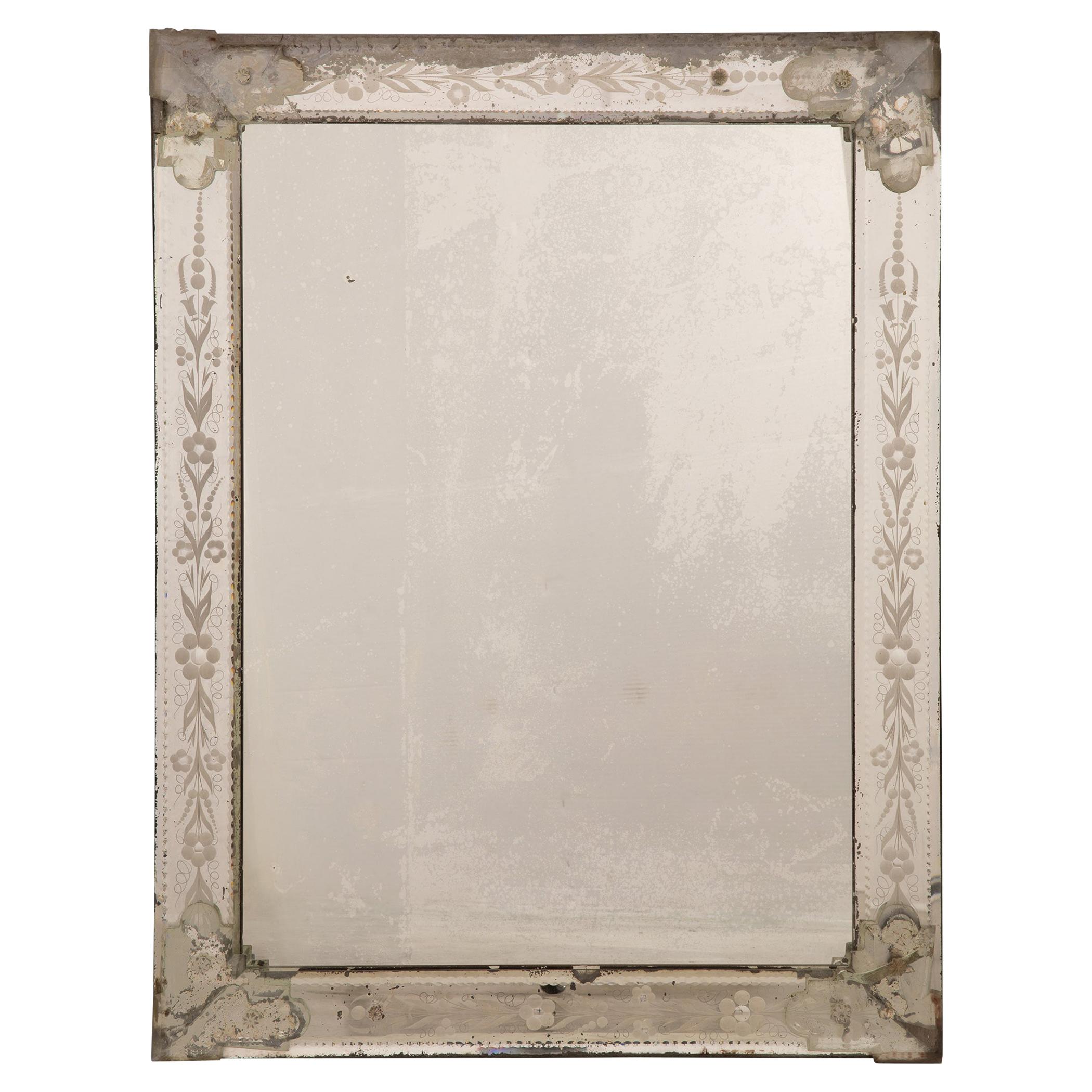 19th Century Etched Glass Mirror at 1stDibs