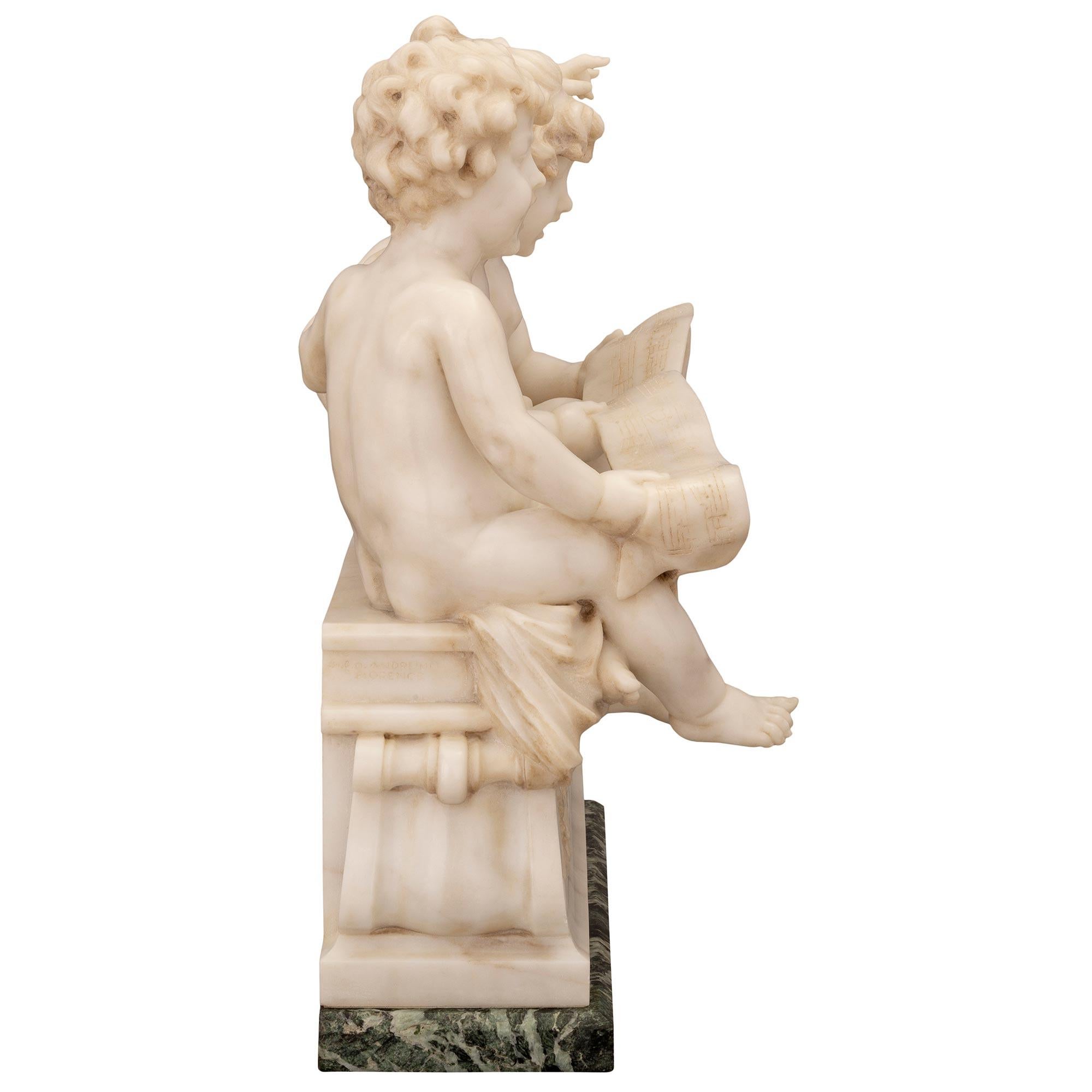 Italian 19th Century Verde Antico and White Carrara Marble Statue In Good Condition For Sale In West Palm Beach, FL