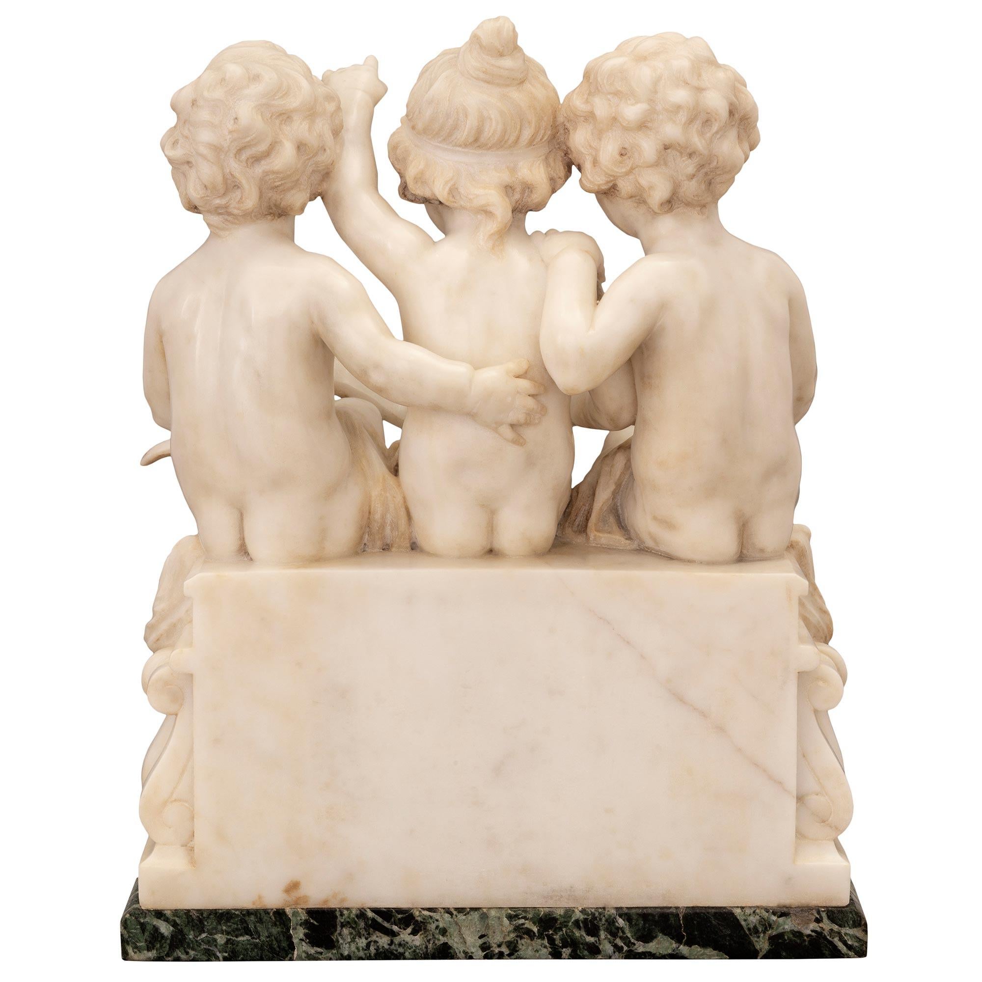 Italian 19th Century Verde Antico and White Carrara Marble Statue For Sale 1