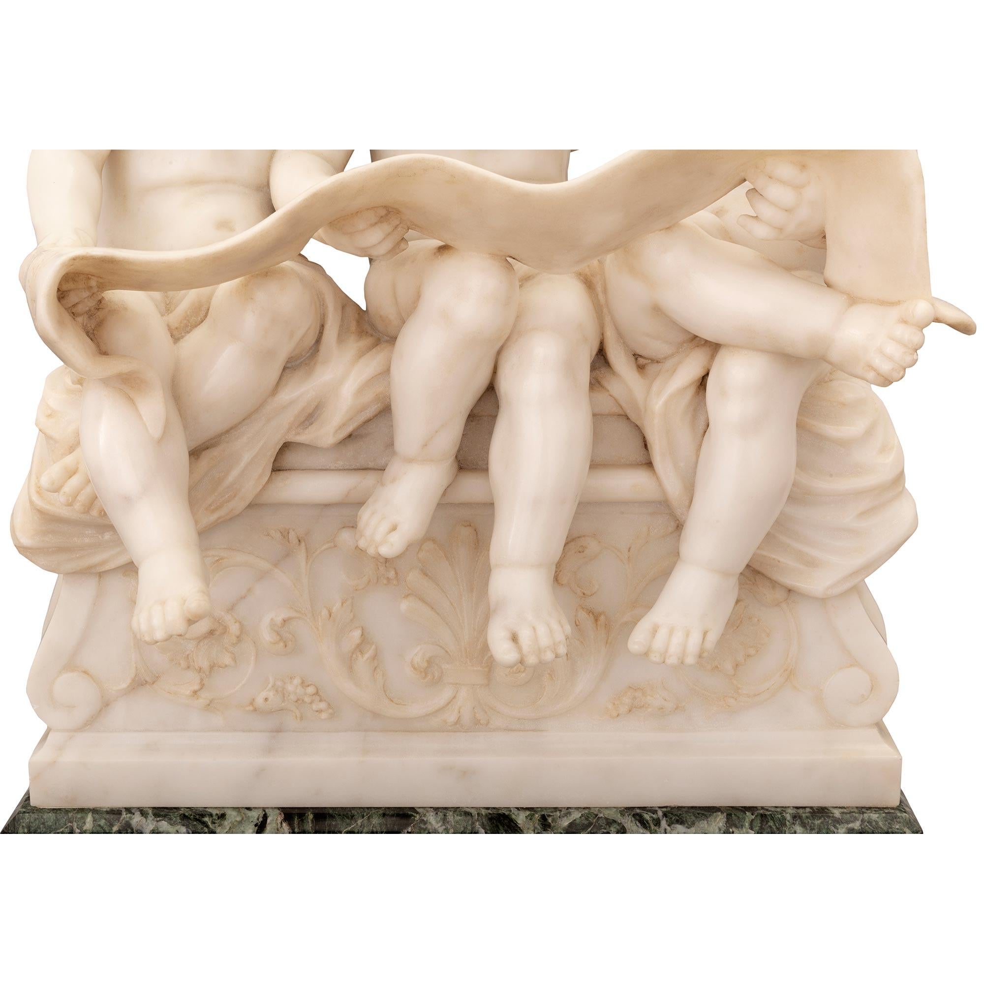 Italian 19th Century Verde Antico and White Carrara Marble Statue For Sale 4