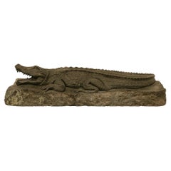 Italian 19th century Verde Prato marble Alligator, from Florence
