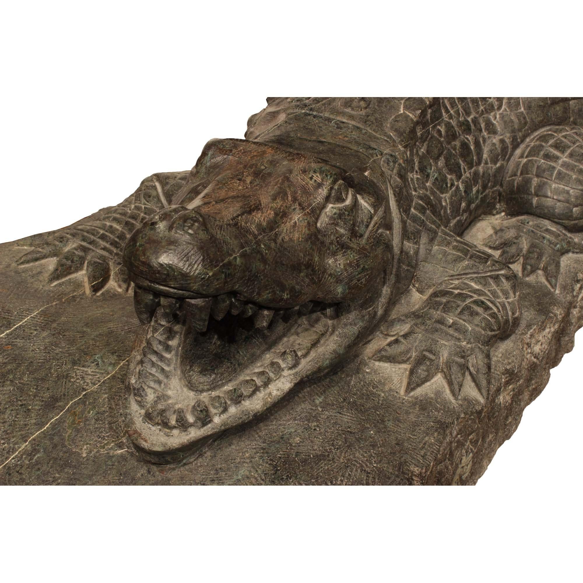 Italian 19th Century Verde Prato Marble Alligator Sculpture, from Florence In Good Condition For Sale In West Palm Beach, FL