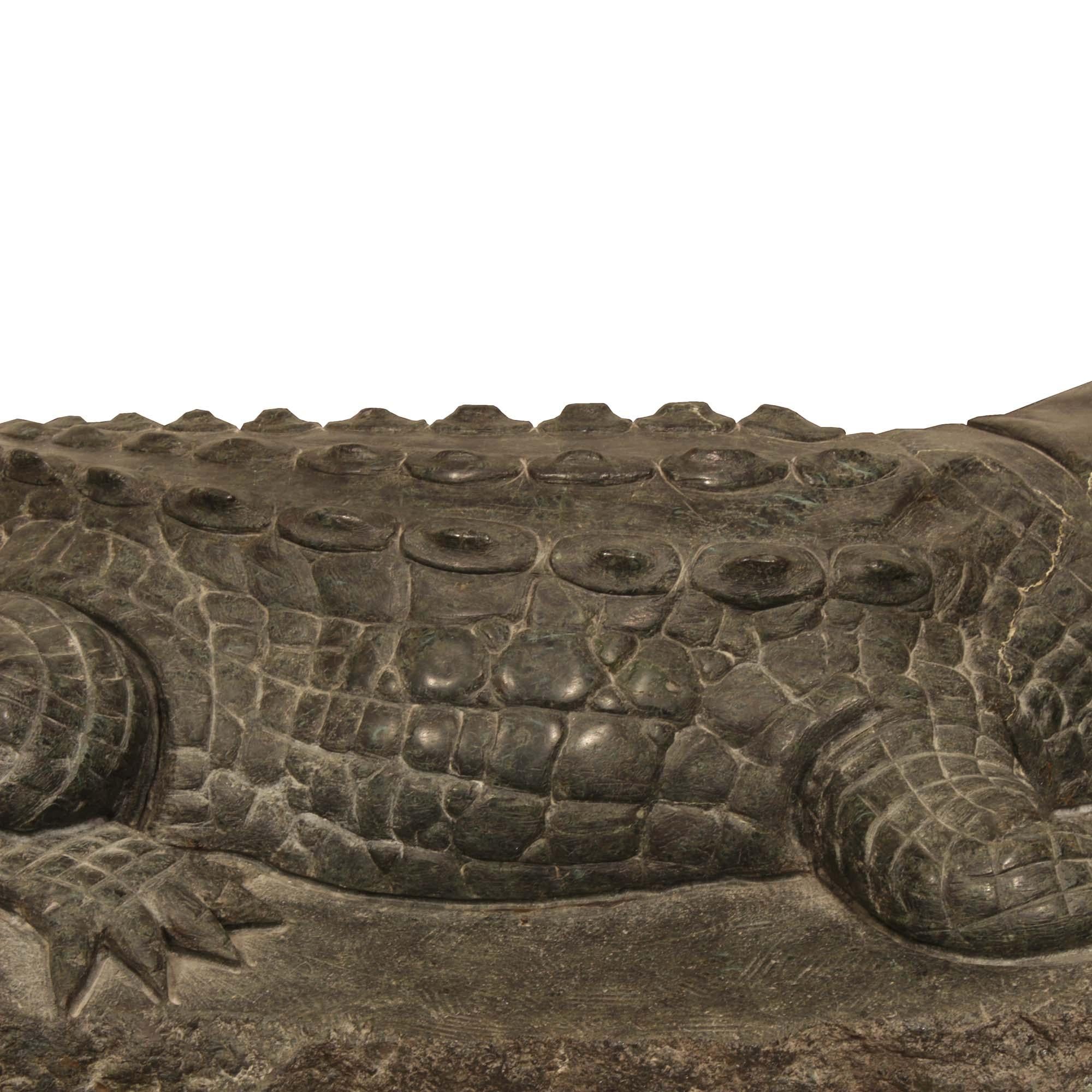 Italian 19th Century Verde Prato Marble Alligator Sculpture, from Florence For Sale 3