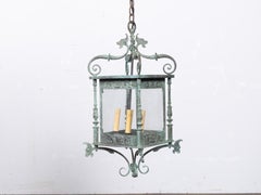 Italian 19th Century Verdigris Bronze Four-Light Lantern with Grotesque Motifs