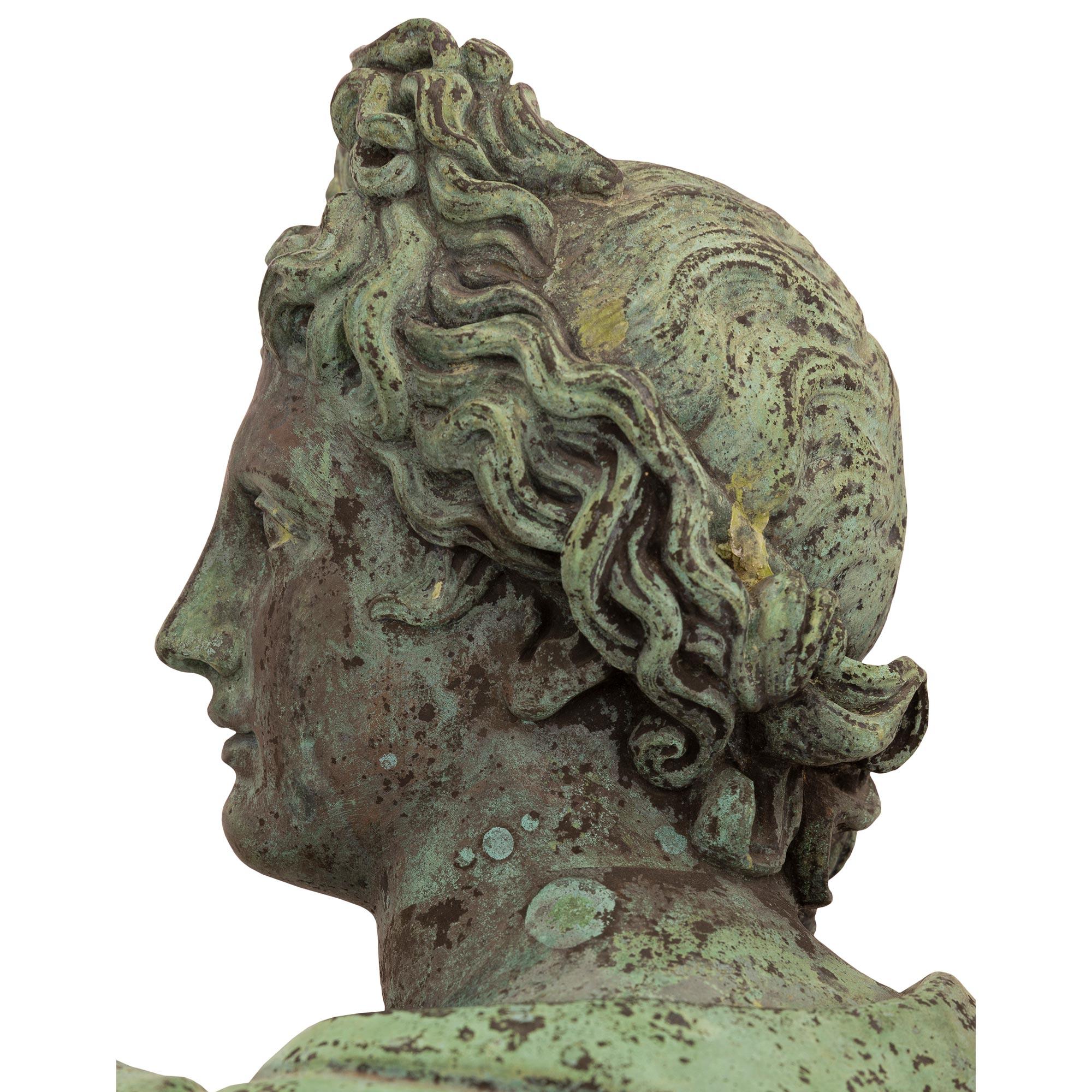 Patinated Italian 19th Century Verdigris Bronze Statue of Apollo For Sale