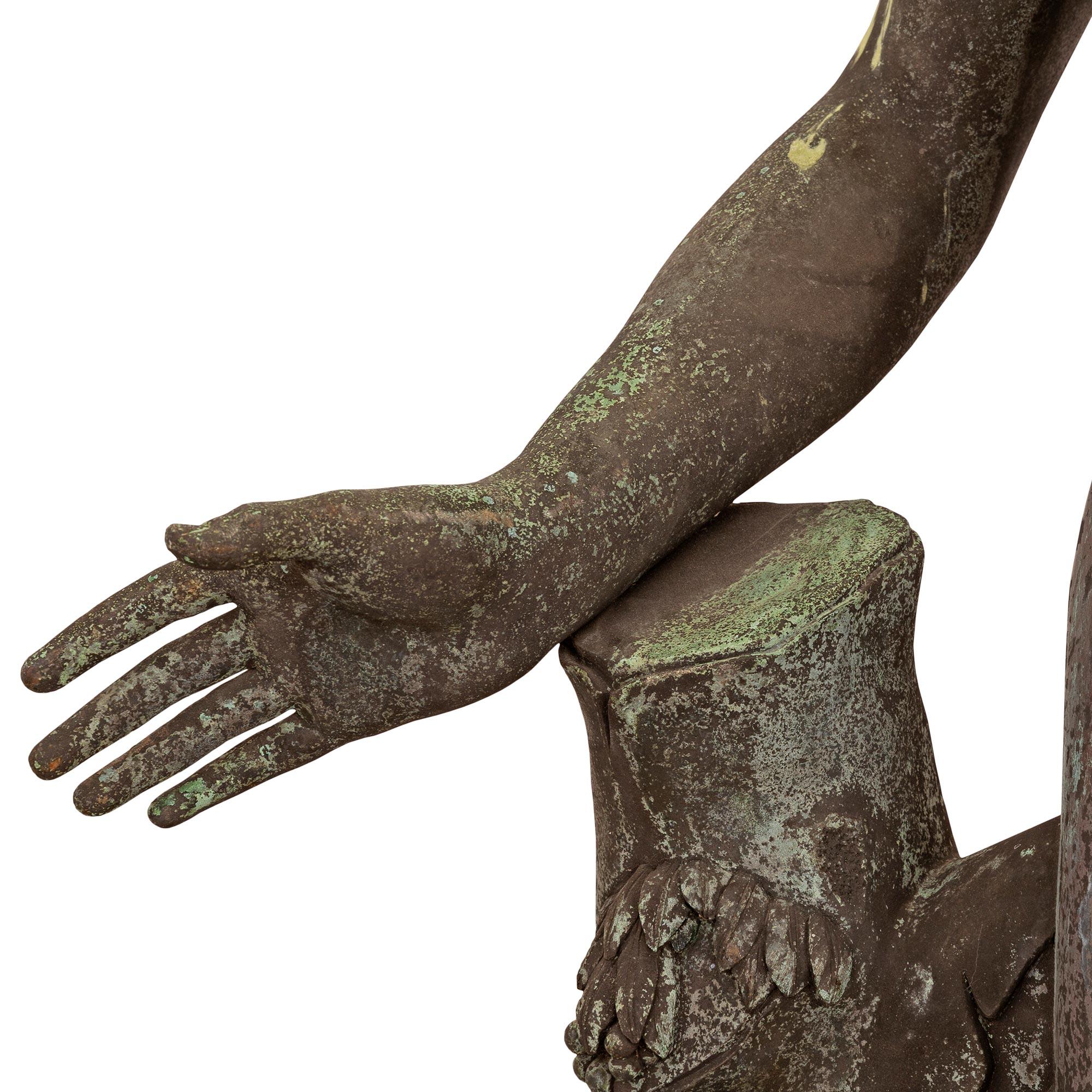 Italian 19th Century Verdigris Bronze Statue of Apollo In Good Condition For Sale In West Palm Beach, FL