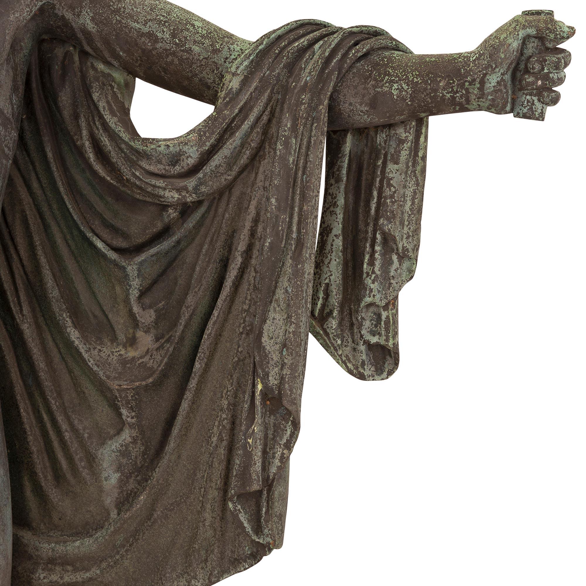 Italian 19th Century Verdigris Bronze Statue of Apollo For Sale 1