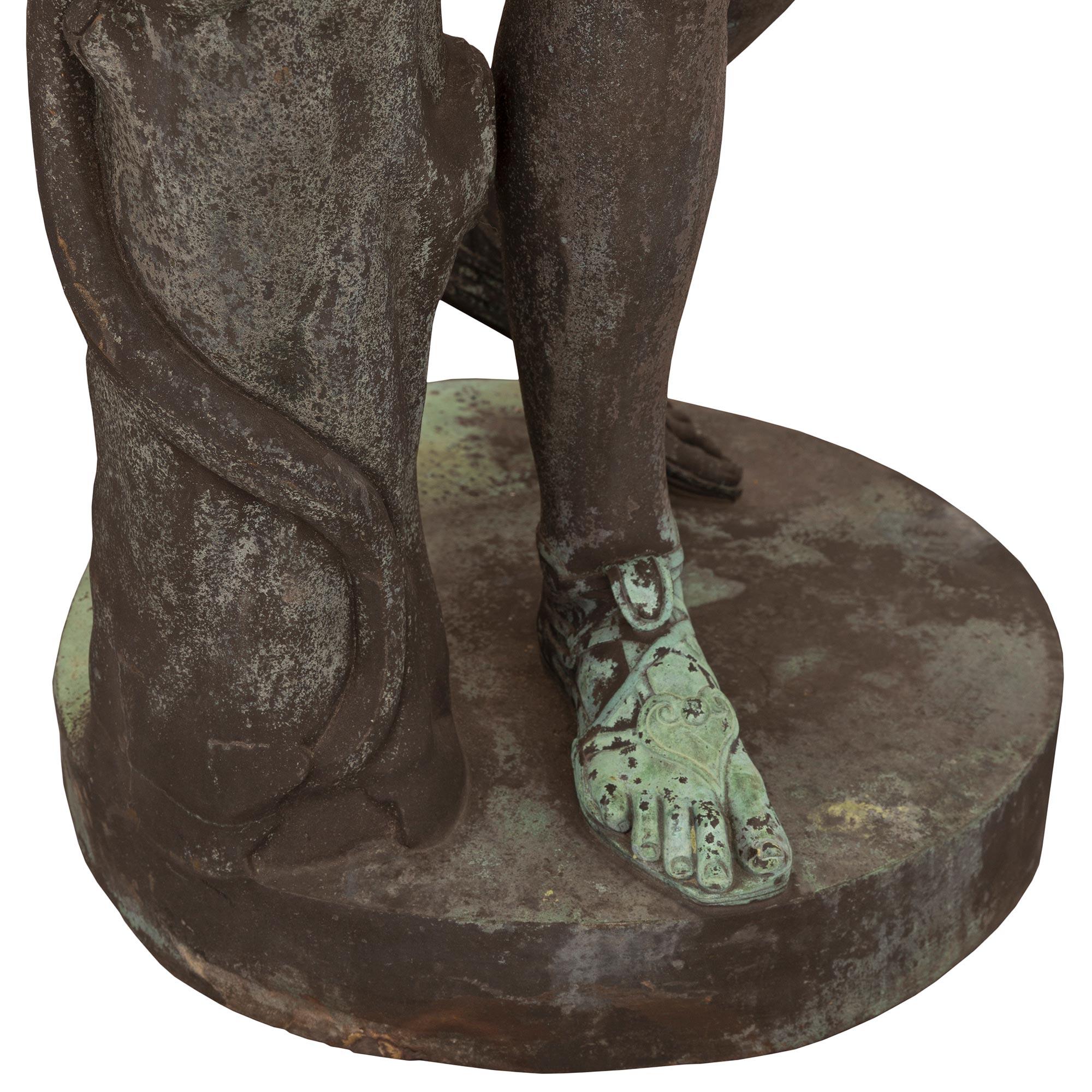 Italian 19th Century Verdigris Bronze Statue of Apollo For Sale 2