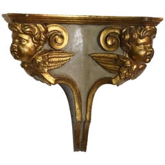 Antique Italian 19th Century Wall Shelf W gilded Cherubs Putti