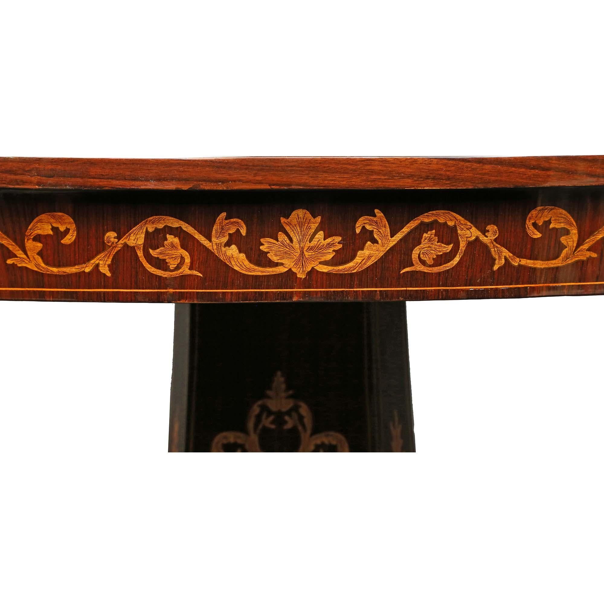 Italian 19th Century Walnut and Fruitwood Inlaid Center Table For Sale 3