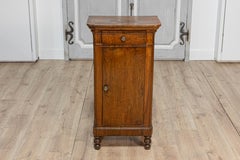 Italian 19th Century Walnut Bedside Table with Drawer over Door, Carved Motifs