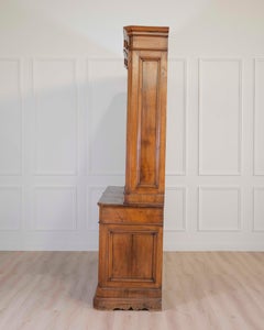 Italian 19th Century Walnut Bookcase with Architectural Design