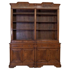 Italian 19th Century Walnut Bookcase with Architectural Design