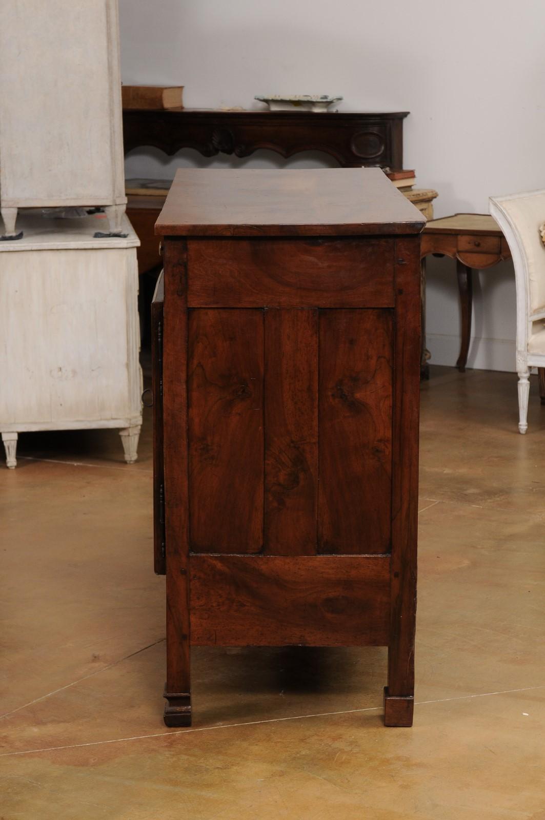Italian 19th Century Walnut Buffet with Three Drawers over Two Molded Doors For Sale 5