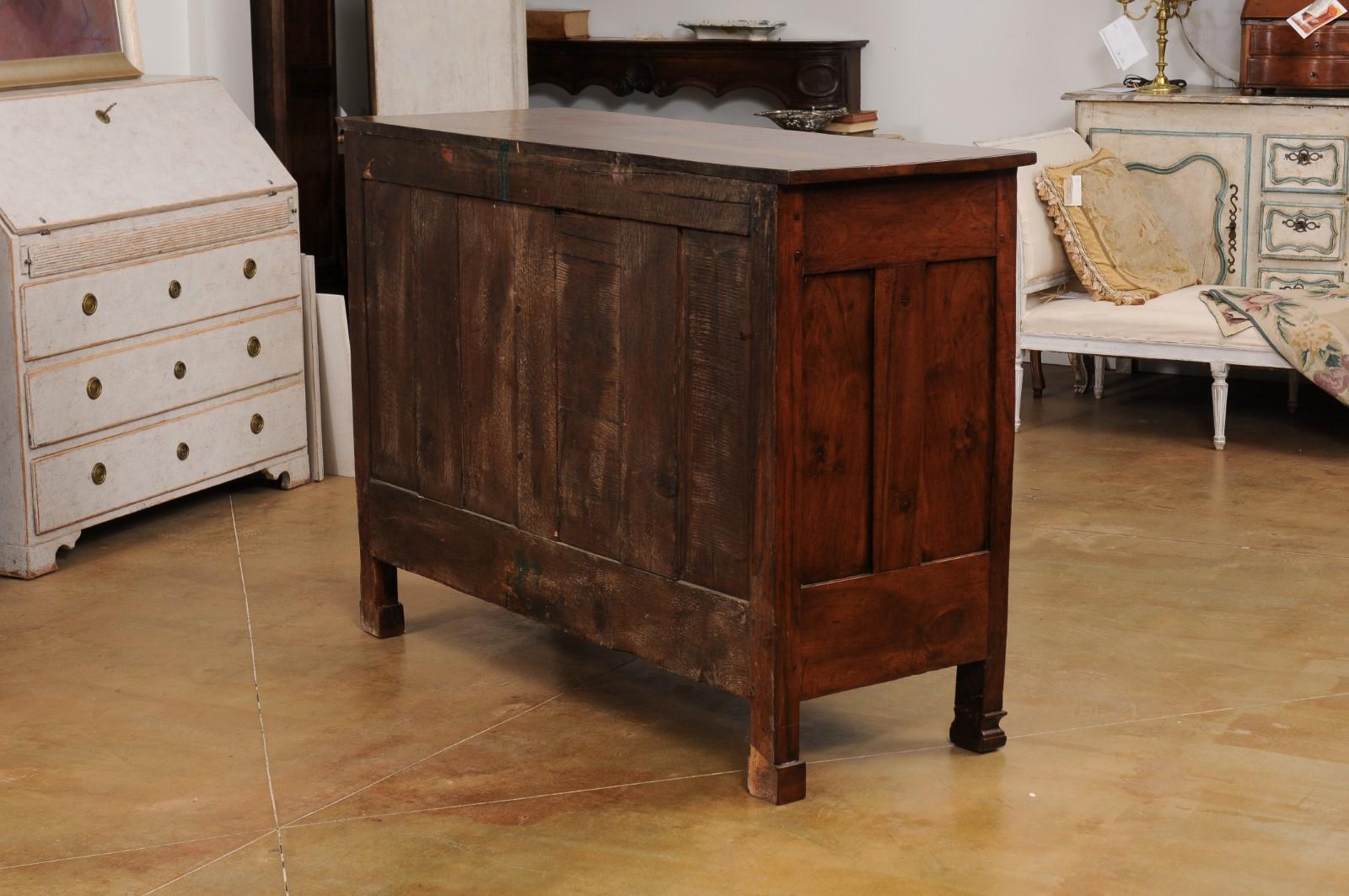 Italian 19th Century Walnut Buffet with Three Drawers over Two Molded Doors For Sale 2