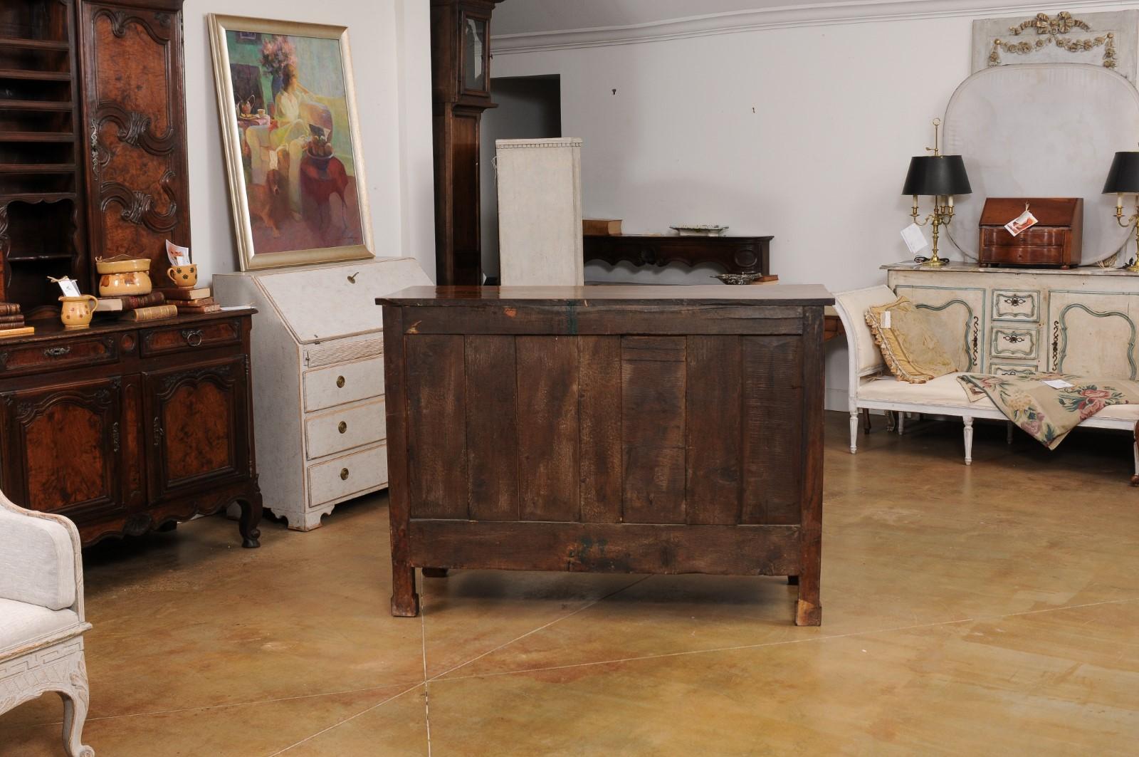 Italian 19th Century Walnut Buffet with Three Drawers over Two Molded Doors For Sale 3