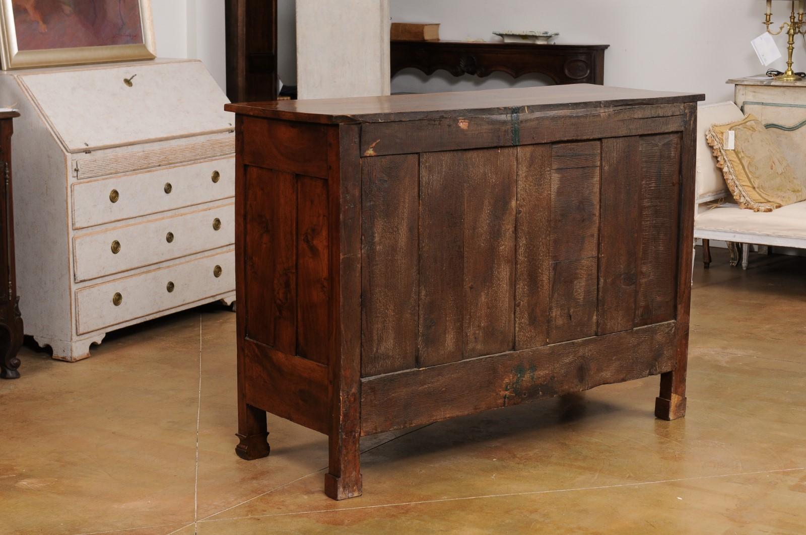 Italian 19th Century Walnut Buffet with Three Drawers over Two Molded Doors For Sale 4
