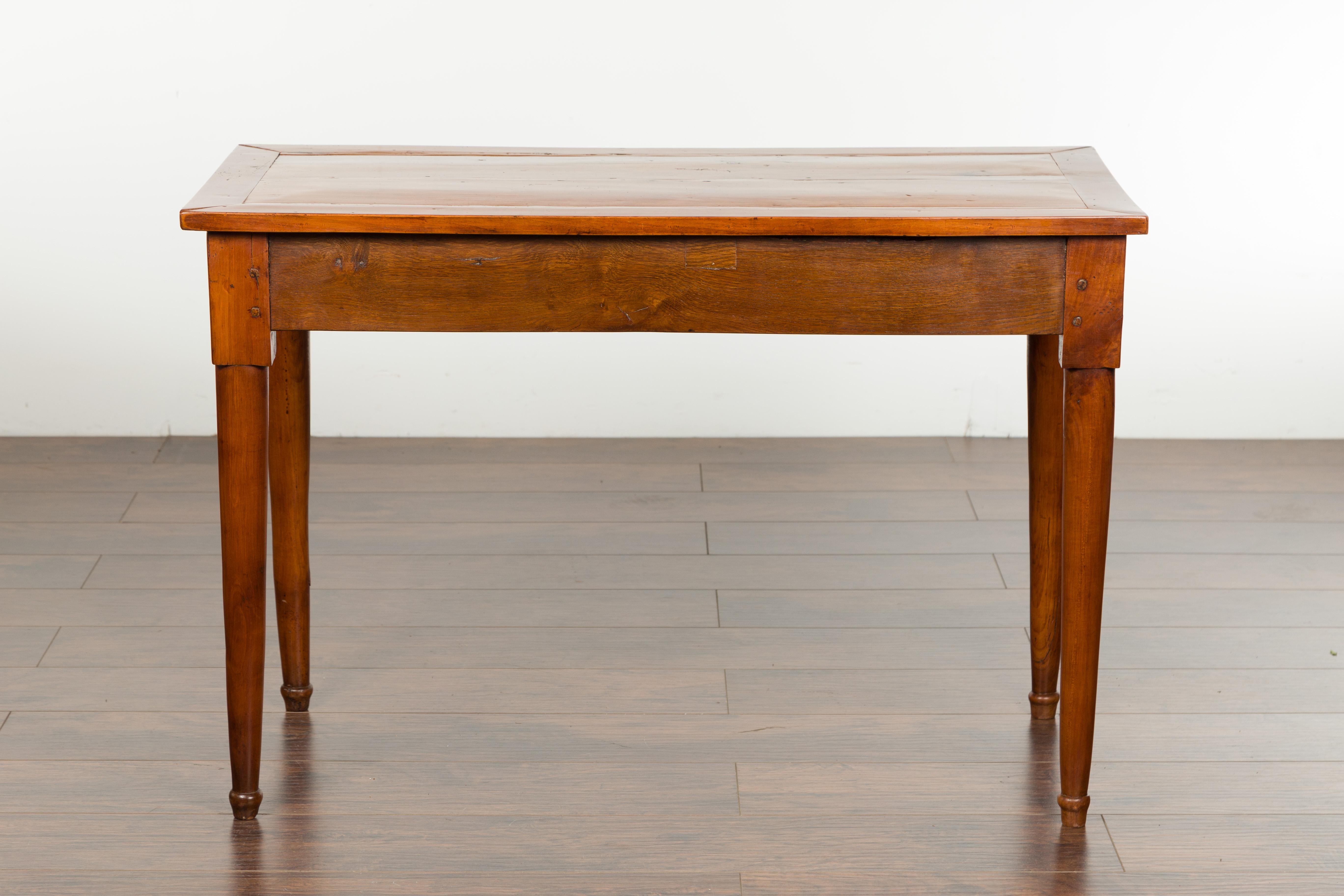 Italian 19th Century Walnut Console Table with Single Drawer and Diamond Motif 8