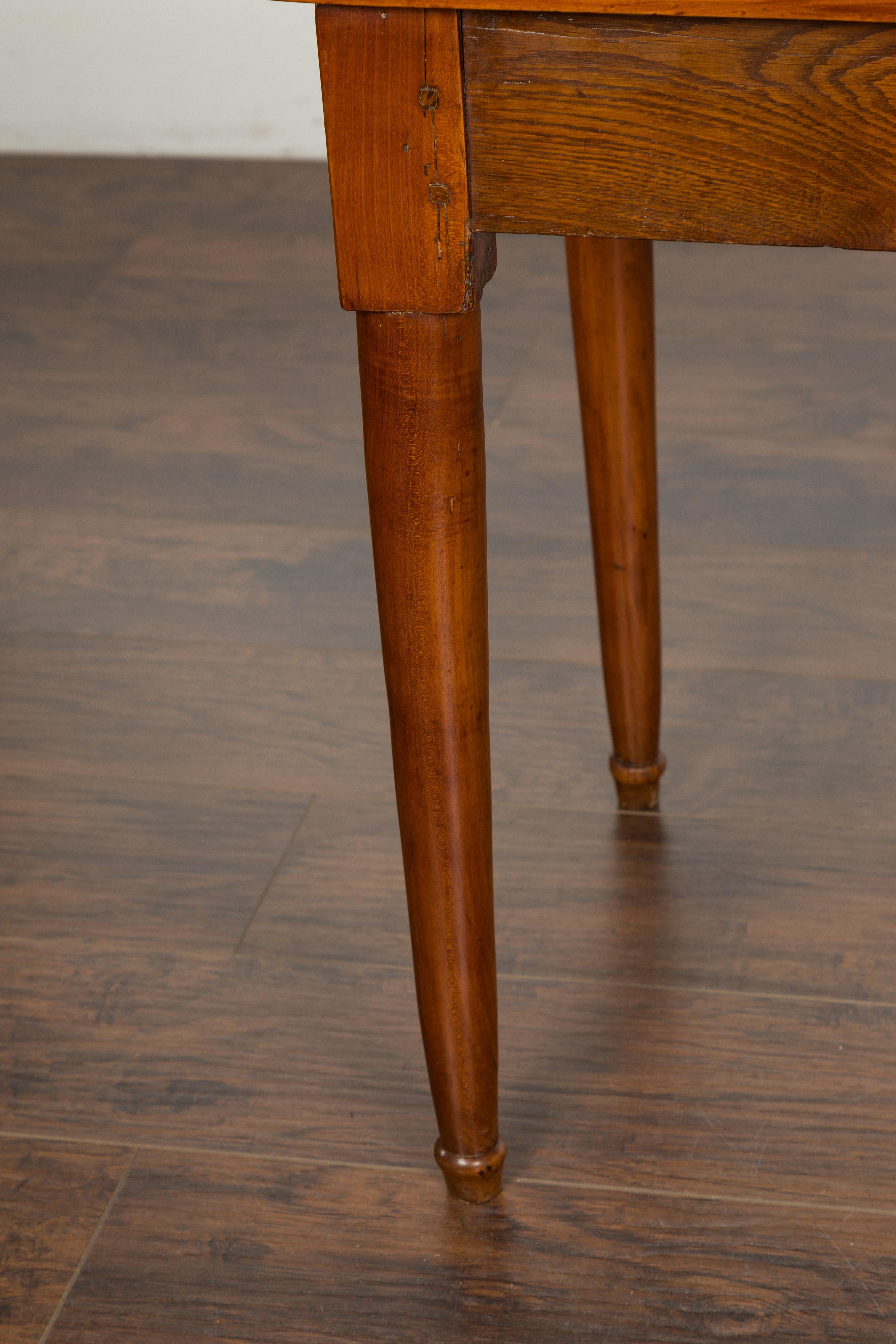 Italian 19th Century Walnut Console Table with Single Drawer and Diamond Motif 1