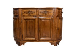Italian 19th Century Walnut Credenza with Diamond Motifs and Rounded Sides