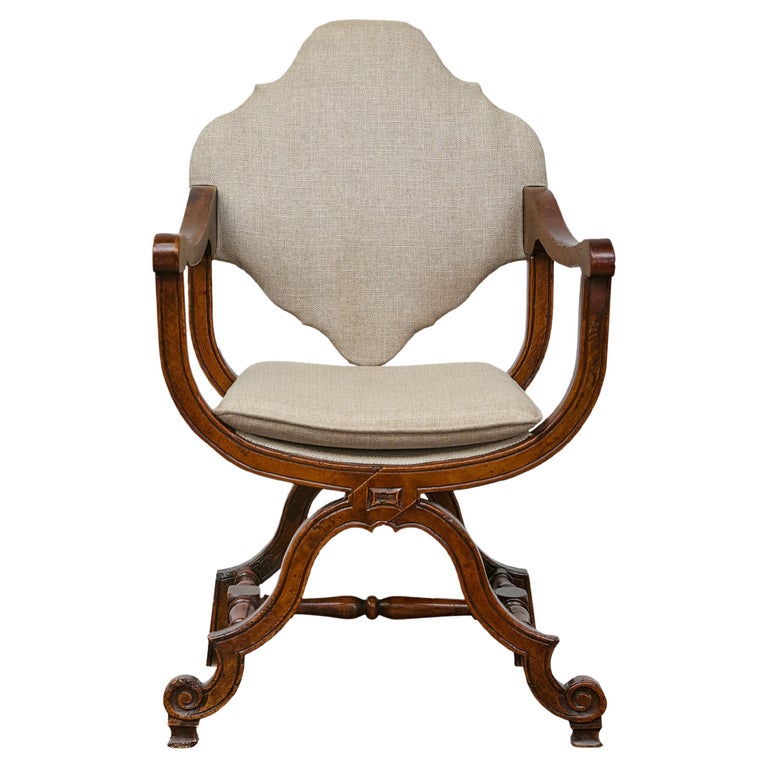 19th Century Olivewood Curule Form Armchair 19th Century Olivewood Curule Form Armchair