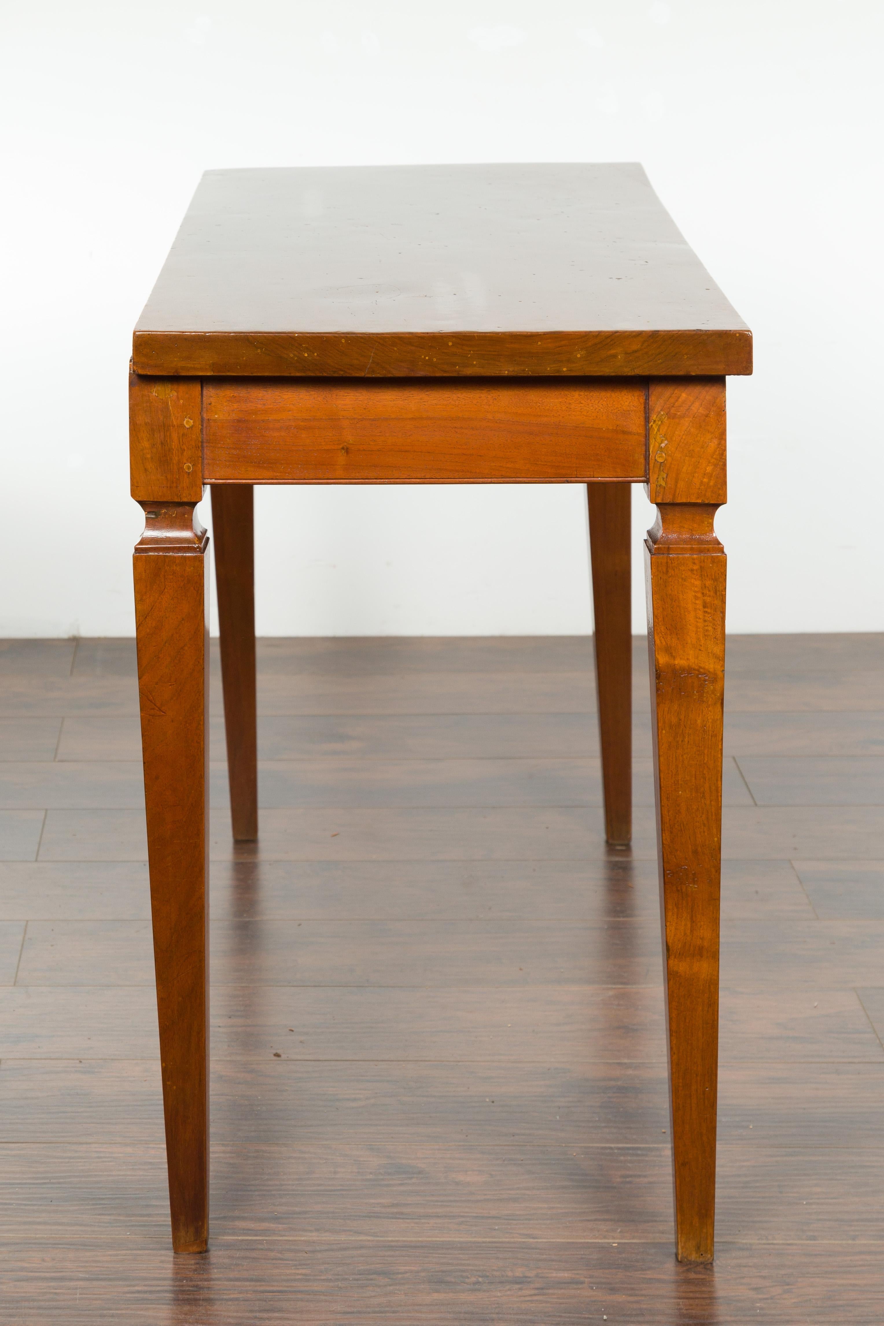 Italian 19th Century Walnut Desk with Single Drawer and Tapered Legs For Sale 8