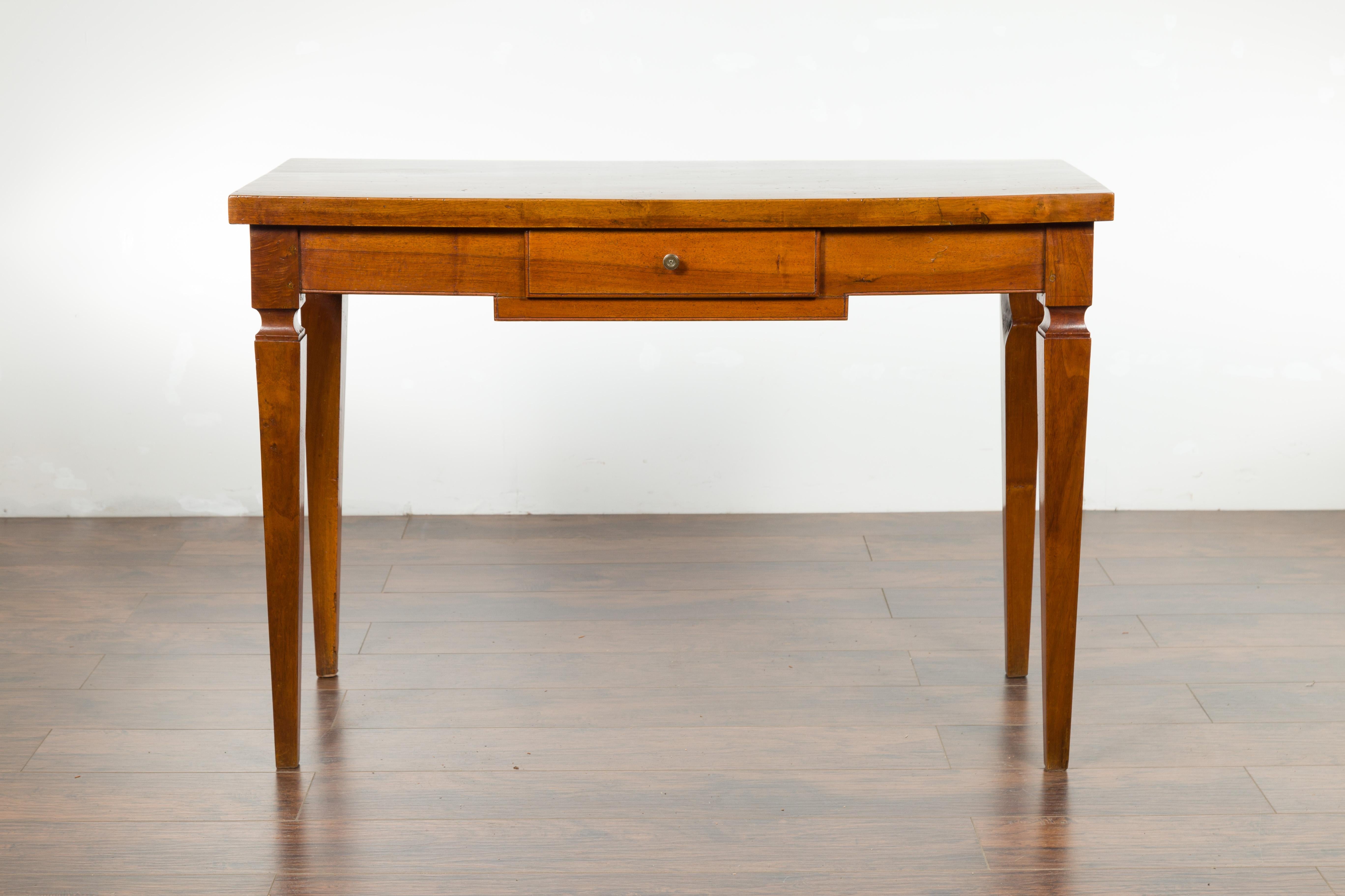 Italian 19th Century Walnut Desk with Single Drawer and Tapered Legs In Good Condition For Sale In Atlanta, GA