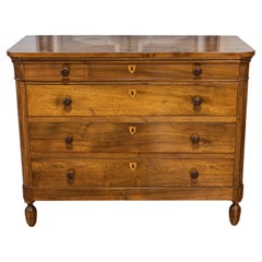 Italian 19th Century Walnut Four-Drawer Commode with Shield-Shaped Escutcheons