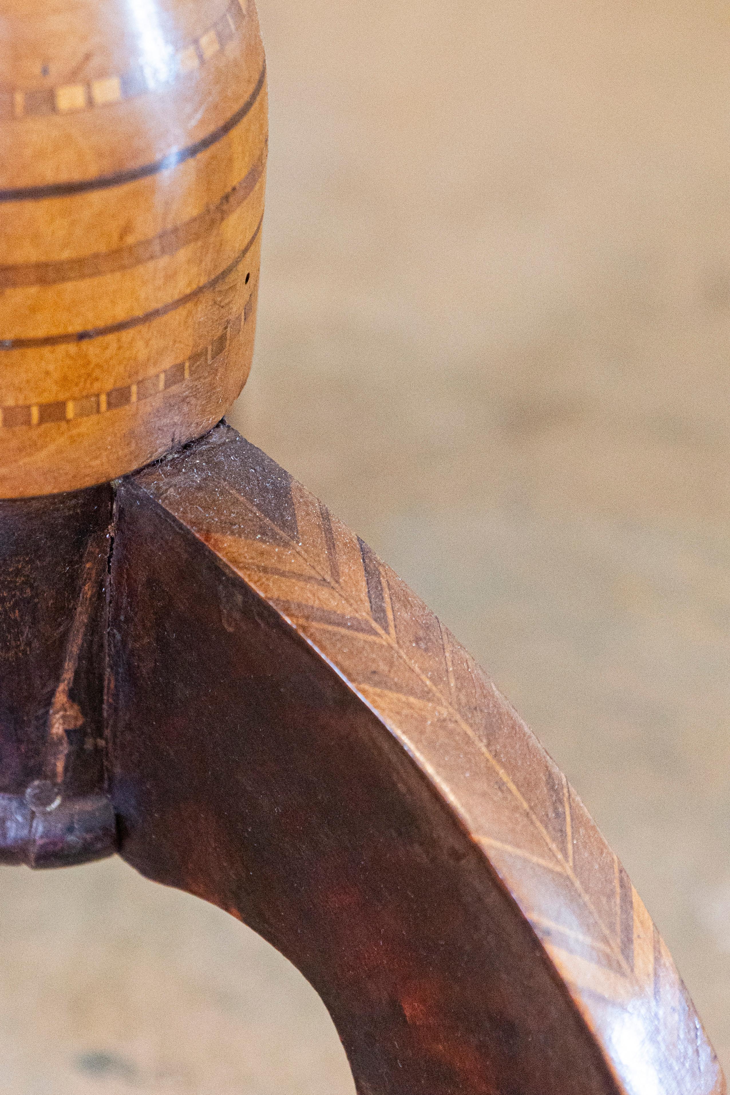 Italian 19th Century Walnut, Mahogany and Ash Game Side Table with Marquetry Top For Sale 6