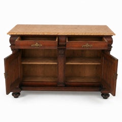 19th-Century Italian Walnut Cabinet with Marble Top from a Historic Venetian Villa