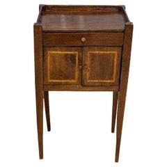 Italian 19th Century Walnut Nightstand Table with Ash Inlaid Banding